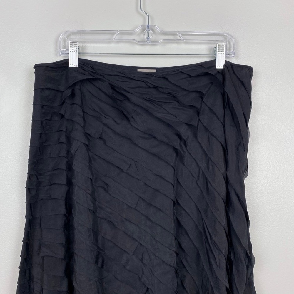 J. Jill Asymmetrical Ruffle Maxi Skirt Black Whimsygoth Dark Fairy Size 16 - Picture 2 of 11